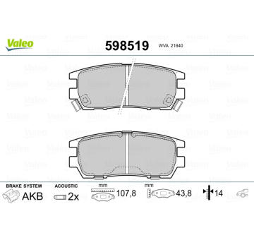 Sada brzdových destiček, kotoučová brzda VALEO 598519