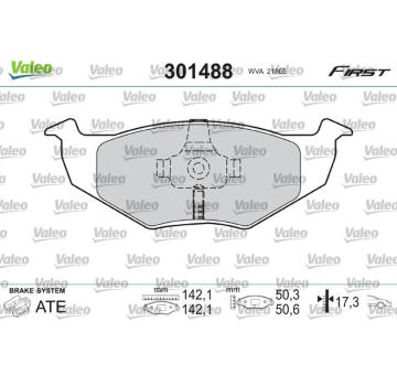 Sada brzdových destiček, kotoučová brzda VALEO 301488