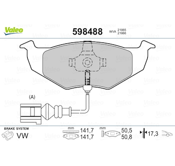 Sada brzdových destiček, kotoučová brzda VALEO 598488