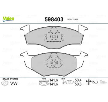Sada brzdových platničiek kotúčovej brzdy VALEO 598403
