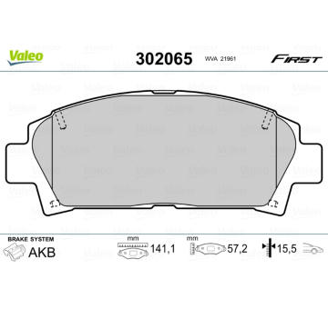 Sada brzdových destiček, kotoučová brzda VALEO 302065