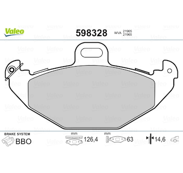 Sada brzdových destiček, kotoučová brzda VALEO 598328