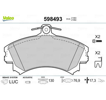 Sada brzdových destiček, kotoučová brzda VALEO 598493