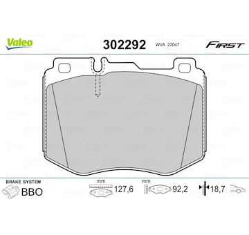 Sada brzdových platničiek kotúčovej brzdy VALEO 302292
