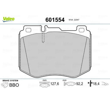 Sada brzdových destiček, kotoučová brzda VALEO 601554