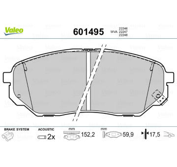 Sada brzdových destiček, kotoučová brzda VALEO 601495