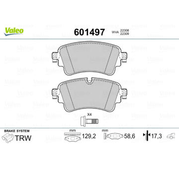 Sada brzdových destiček, kotoučová brzda VALEO 601497