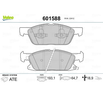 Sada brzdových destiček, kotoučová brzda VALEO 601588