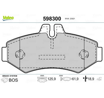 Sada brzdových destiček, kotoučová brzda VALEO 598300