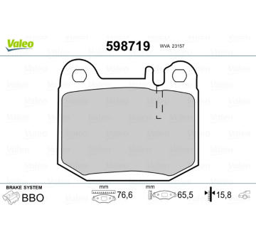 Sada brzdových destiček, kotoučová brzda VALEO 598719