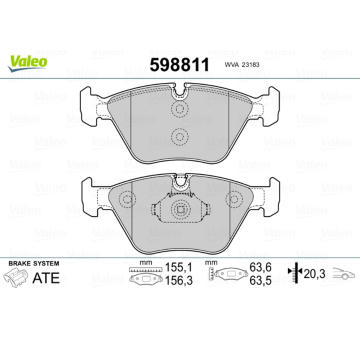 Sada brzdových destiček, kotoučová brzda VALEO 598811