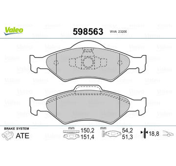 Sada brzdových destiček, kotoučová brzda VALEO 598563