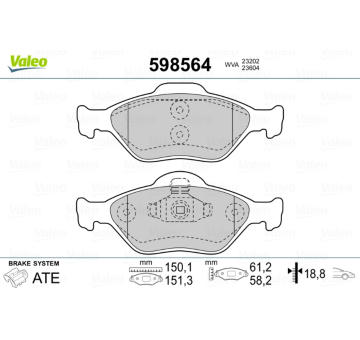 Sada brzdových destiček, kotoučová brzda VALEO 598564