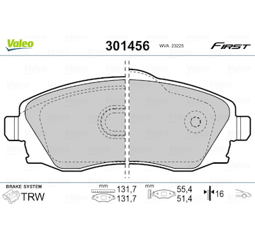 Sada brzdových platničiek kotúčovej brzdy VALEO 301456