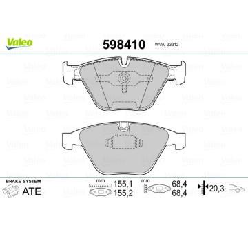 Sada brzdových destiček, kotoučová brzda VALEO 598410