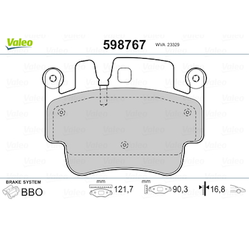 Sada brzdových destiček, kotoučová brzda VALEO 598767
