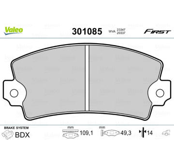 Sada brzdových platničiek kotúčovej brzdy VALEO 301085