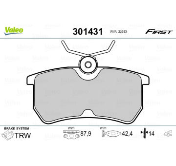 Sada brzdových destiček, kotoučová brzda VALEO 301431