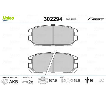 Sada brzdových destiček, kotoučová brzda VALEO 302294