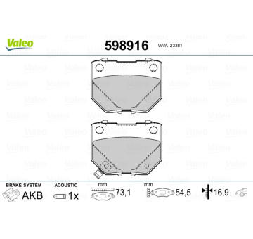 Sada brzdových destiček, kotoučová brzda VALEO 598916