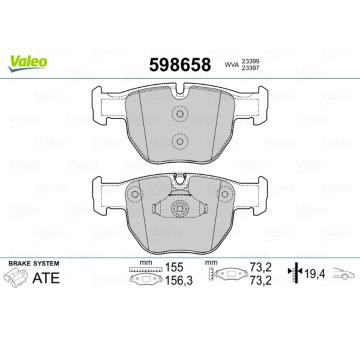 Sada brzdových destiček, kotoučová brzda VALEO 598658