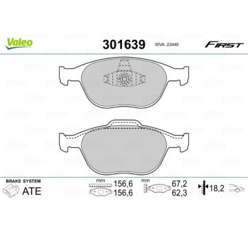 Sada brzdových destiček, kotoučová brzda VALEO 301639