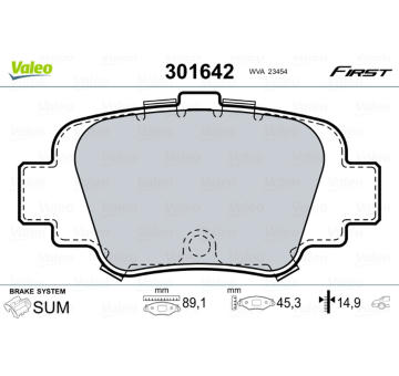 Sada brzdových destiček, kotoučová brzda VALEO 301642