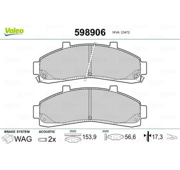 Sada brzdových destiček, kotoučová brzda VALEO 598906