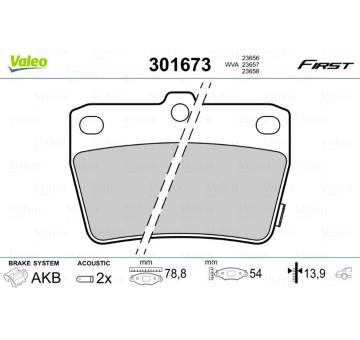 Sada brzdových destiček, kotoučová brzda VALEO 301673