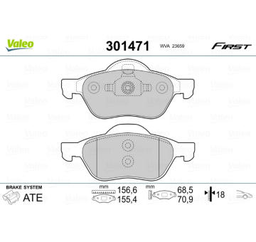 Sada brzdových destiček, kotoučová brzda VALEO 301471