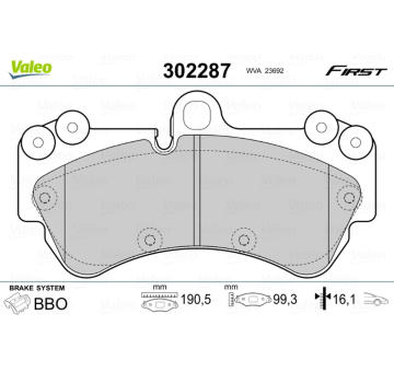 Sada brzdových destiček, kotoučová brzda VALEO 302287