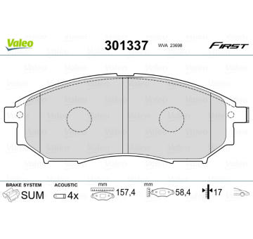 Sada brzdových destiček, kotoučová brzda VALEO 301337