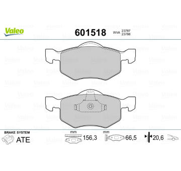 Sada brzdových destiček, kotoučová brzda VALEO 601518