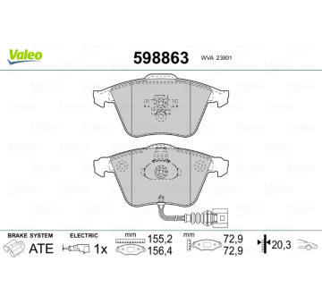 Sada brzdových destiček, kotoučová brzda VALEO 598863