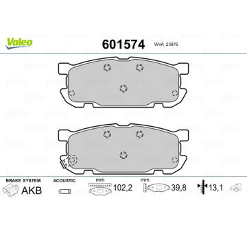 Sada brzdových destiček, kotoučová brzda VALEO 601574