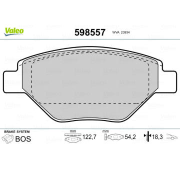 Sada brzdových destiček, kotoučová brzda VALEO 598557