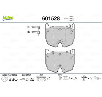 Sada brzdových destiček, kotoučová brzda VALEO 601528