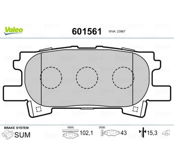 Sada brzdových destiček, kotoučová brzda VALEO 601561