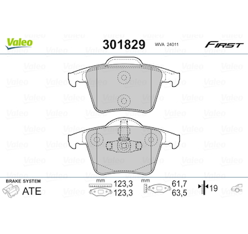 Sada brzdových destiček, kotoučová brzda VALEO 301829