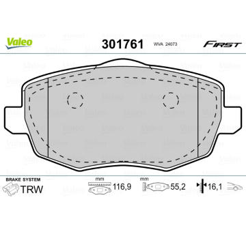 Sada brzdových platničiek kotúčovej brzdy VALEO 301761