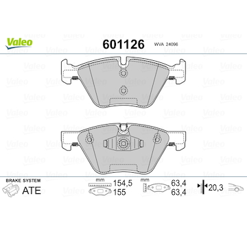 Sada brzdových destiček, kotoučová brzda VALEO 601126