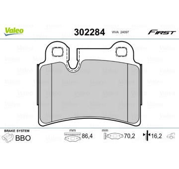 Sada brzdových destiček, kotoučová brzda VALEO 302284