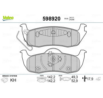 Sada brzdových destiček, kotoučová brzda VALEO 598920