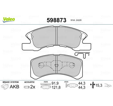 Sada brzdových destiček, kotoučová brzda VALEO 598873