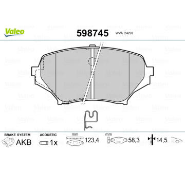 Sada brzdových destiček, kotoučová brzda VALEO 598745