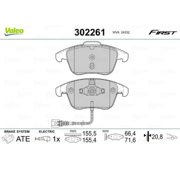 Sada brzdových destiček, kotoučová brzda VALEO 302261