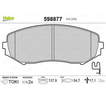 Sada brzdových destiček, kotoučová brzda VALEO 598877