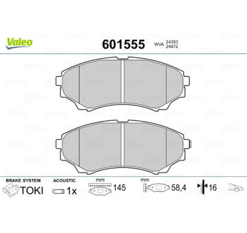 Sada brzdových destiček, kotoučová brzda VALEO 601555