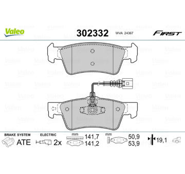 Sada brzdových destiček, kotoučová brzda VALEO 302332