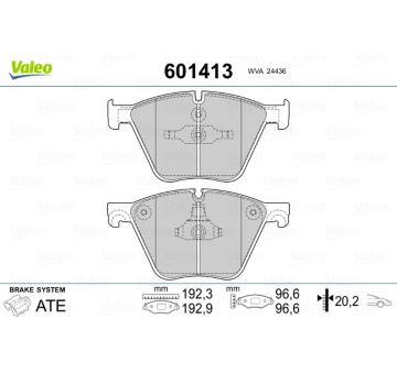 Sada brzdových destiček, kotoučová brzda VALEO 601413